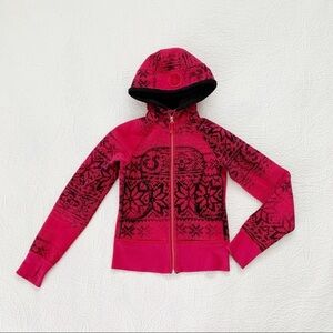 Lululemon Special Edition Fair Isle Scuba Hoodie,‎ Pink Flamingo / Black (Sz 2)